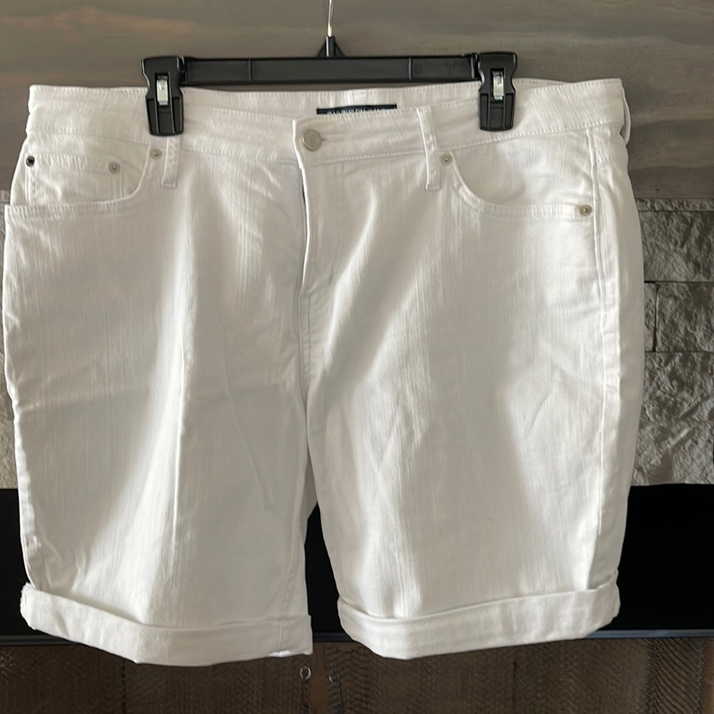 Calvin Klein white rolled hem jean shorts